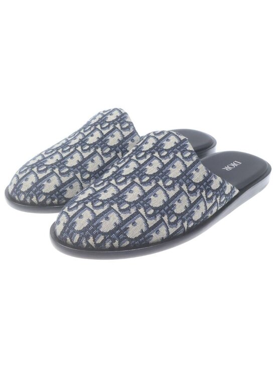Dior Oblique Trotter Jacquard Mules Black Beige